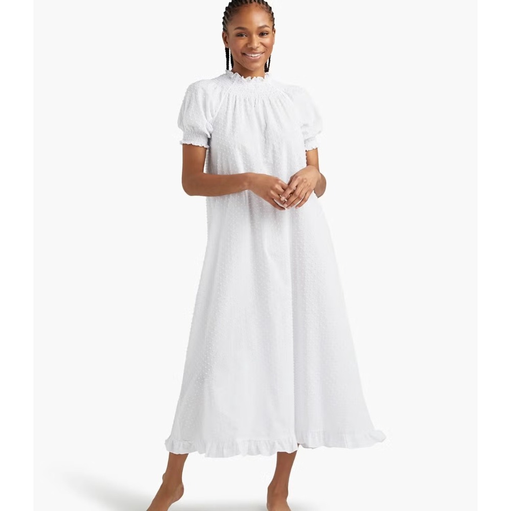 Hill House Caroline Nap Dress in White Swiss Dot sz S